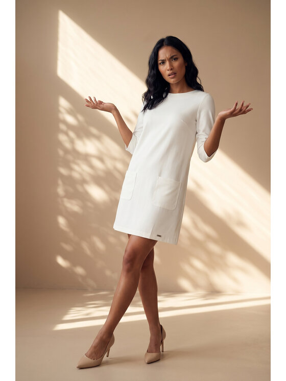 FIGL FIGL Φόρεμα κοκτέιλ M1350 Κρεμ Straight Fit