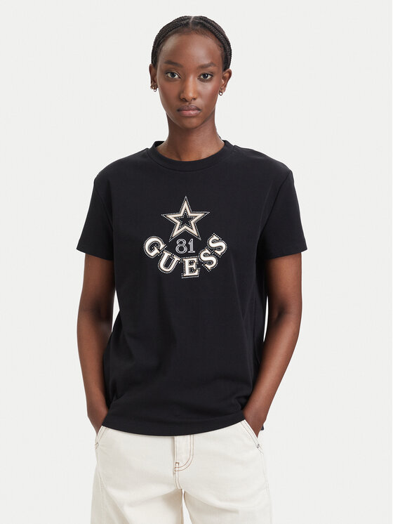 Guess Tricou V6YI04 K4268 Negru Regular Fit