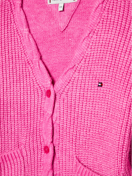 Tommy Hilfiger Tommy Hilfiger Kardigan Cable Pocket KG0KG06194 D Różowy Regular Fit