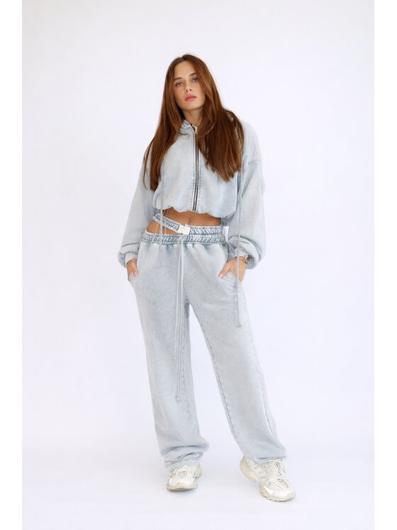 MissDenim MissDenim Spodnie dresowe Double Belt Sweatpants Szary Oversize
