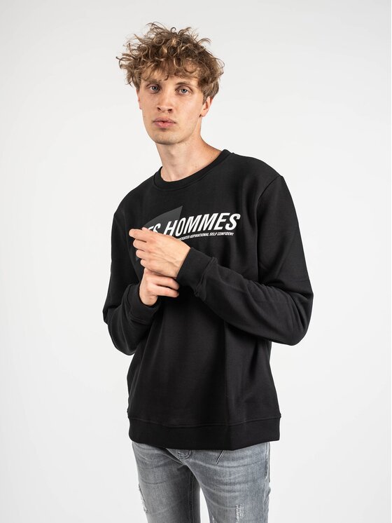 Les Hommes Les Hommes Μπλούζα LLH401-758P | Round Neck Sweater Μαύρο Regular Fit