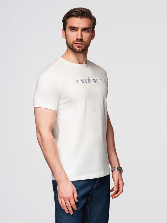 Ombre Ombre T-Shirt OM-TSPT-0248 Biały Regular Fit
