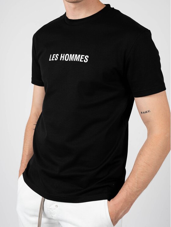 Les Hommes Les Hommes T-Shirt LF224302-0700-9001 | Grafic Print Μαύρο Regular Fit