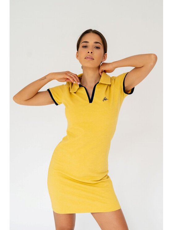 MANDRAGORA MANDRAGORA Vestito estivo Bawełniana Pique Giallo Relaxed Fit