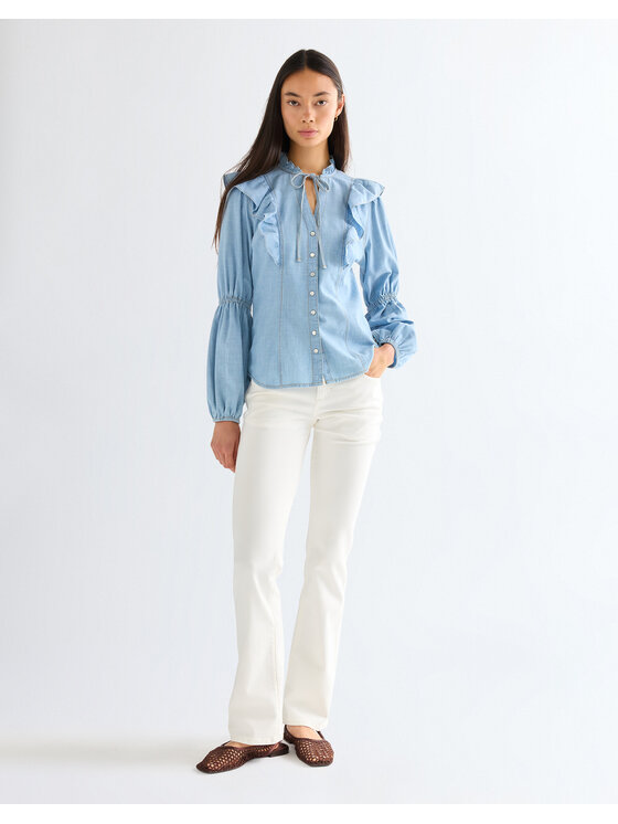 Wrangler Wrangler Koszula ROMANCE BLOUSE Szary Slim Fit
