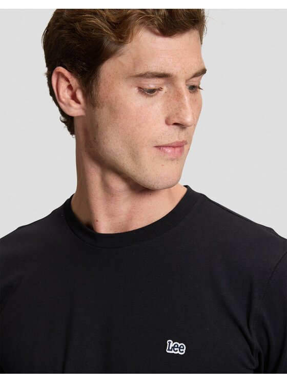 Lee Lee T-Shirt LS PATCH LOGO TEE Czarny Regular Fit