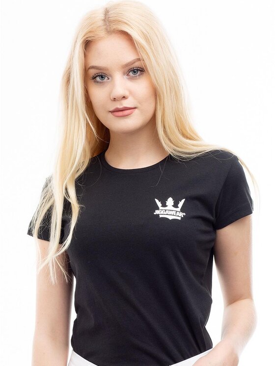 Jigga Wear Jigga Wear T-Shirt Damska Koszulka Z Krótkim Rękawem Czarna / Biała Jigga Classic Logo M Czarny Regular Fit