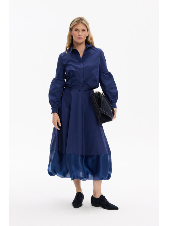 Deni Cler Milano Deni Cler Milano Spódnica midi W-DC-7063-F5-F4-58-1 Granatowy A-Line Fit