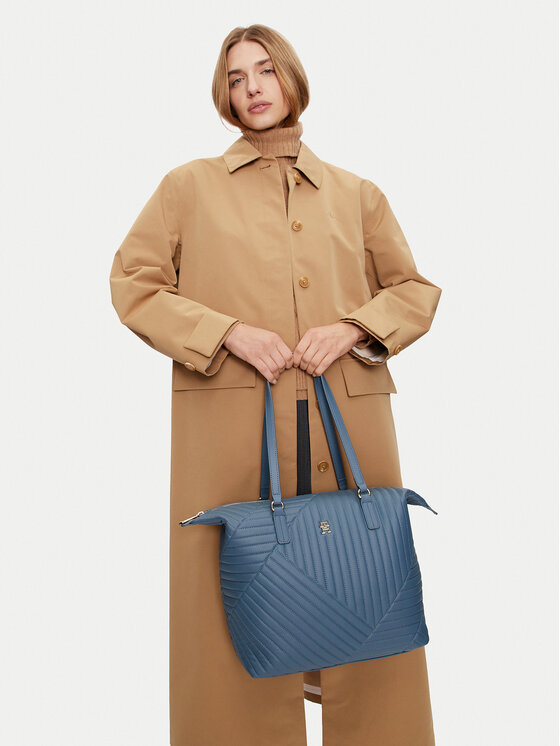 Tommy Hilfiger Tommy Hilfiger Ročna torba Poppy Reform Tote Qu AW0AW17013 Modra