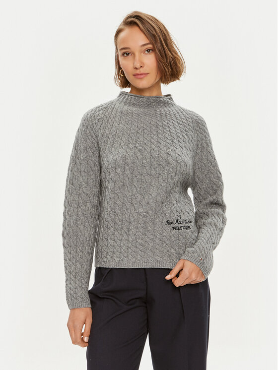 Tommy Hilfiger Sveter WW0WW42144 Sivá Relaxed Fit