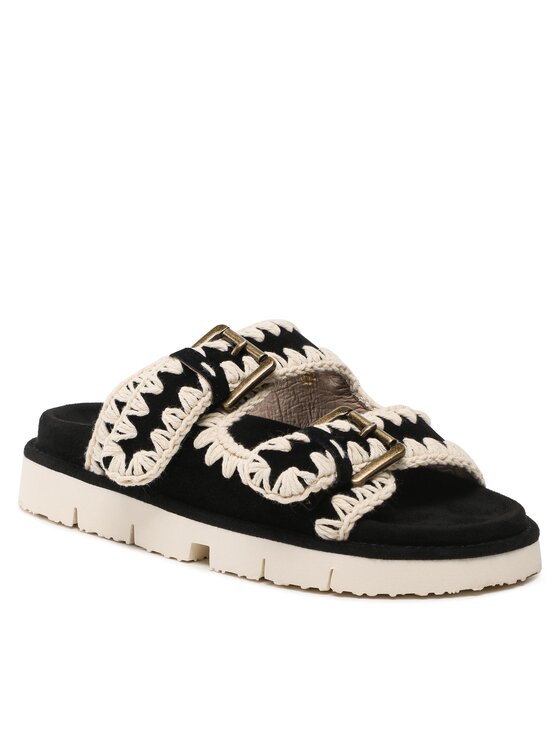 Mou Mou Šlepetės New Bio With Buckles SW461005A Juoda