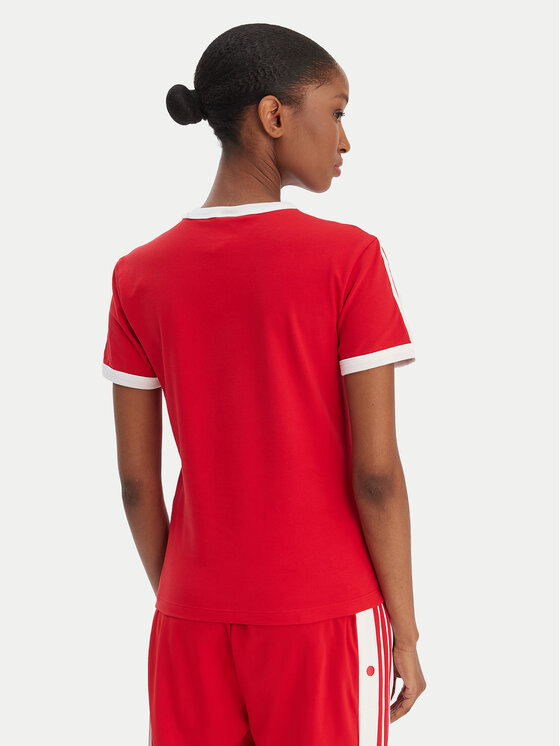 adidas adidas Tričko 3-Stripes KD3676 Červená Slim Fit