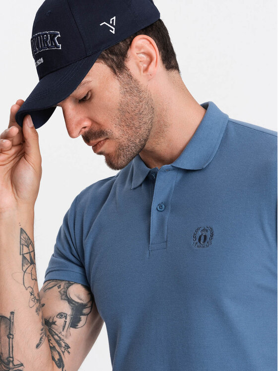 Ombre Ombre Polokošile OM-POBS-0100 Modrá Regular Fit