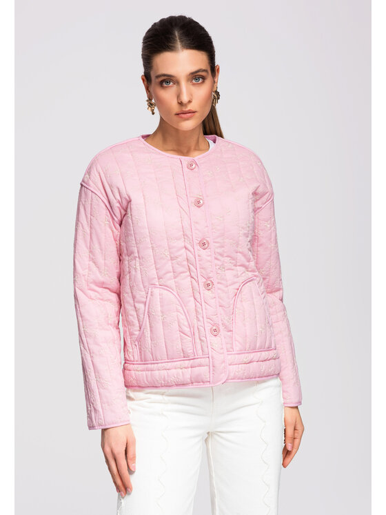 Ombre Ombre Kurtka przejściowa OW-JALP-0125 Różowy Regular Fit