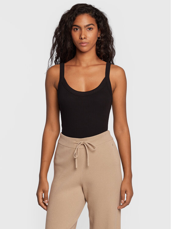 Gina Tricot Top Basic 14188 Čierna Slim Fit