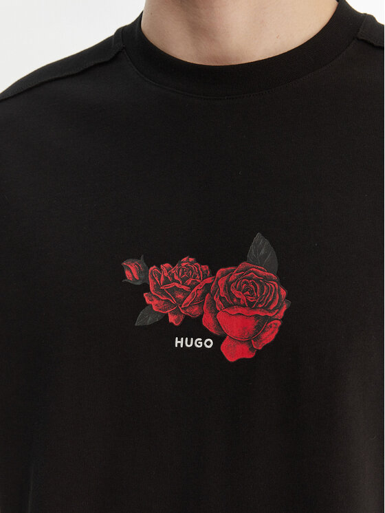 HUGO HUGO Marškinėliai Domans 50564642 Juoda Oversize