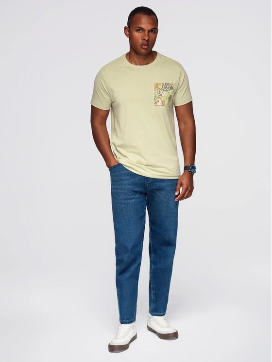 Ombre Ombre T-Shirt OM-TSPT-0227 Zielony Regular Fit