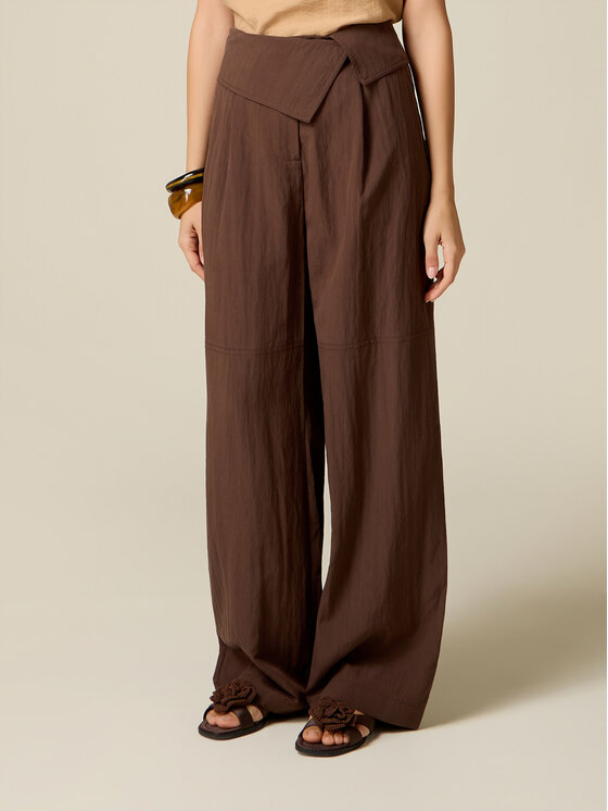Oltre Oltre Spodnie materiałowe P063R009624N032 Brązowy Baggy Fit