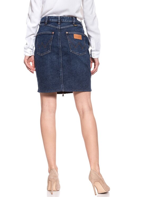 Wrangler Wrangler Spódnica mini HIGH ZIP SKIRT Niebieski Regular Fit