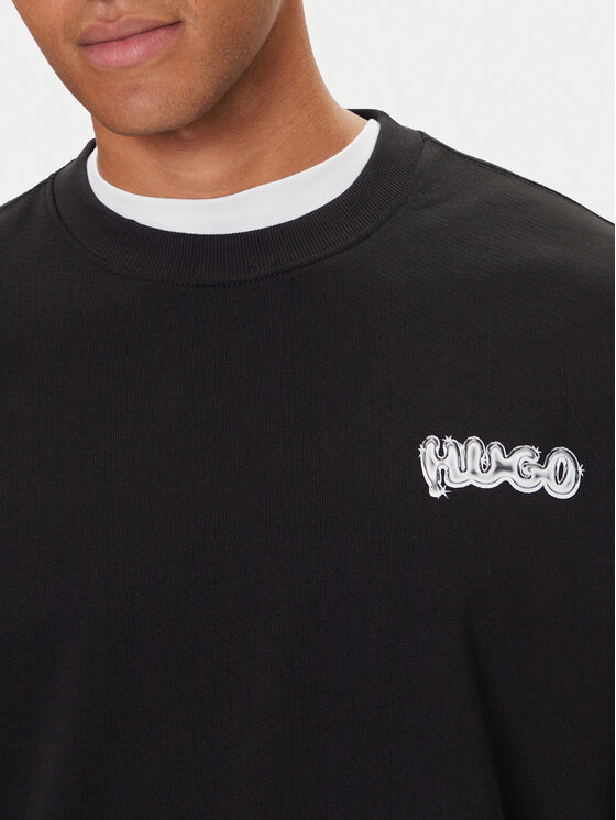 HUGO HUGO Džemperis ar kapuci Nyrocrew 50549778 Melns Loose Fit