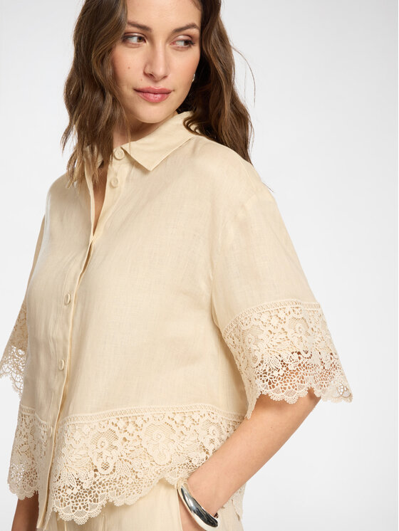 Elena Mirò Elena Mirò Camicia 5188P000271N002 Crema Regular Fit