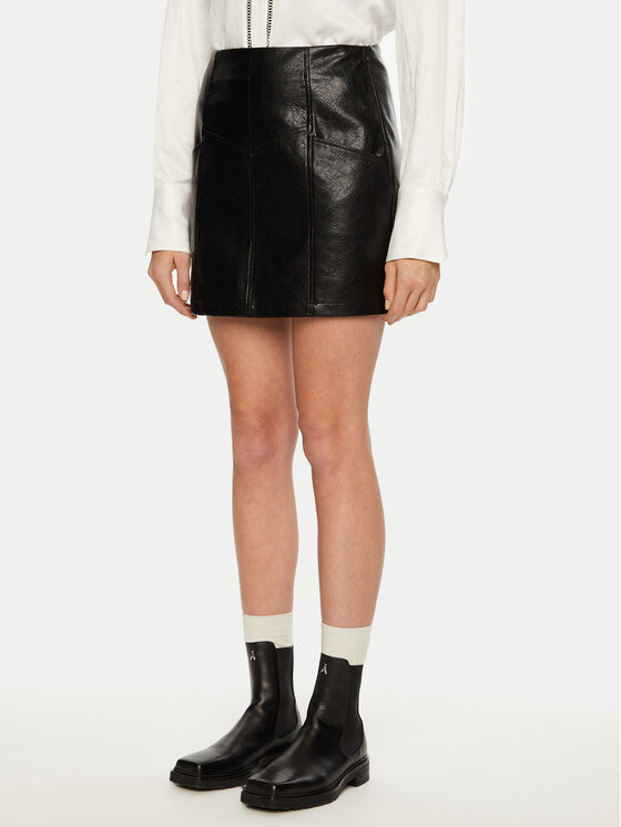 Brave Soul Sukňa z imitácie kože LSKJ-272TIABLK Čierna Regular Fit