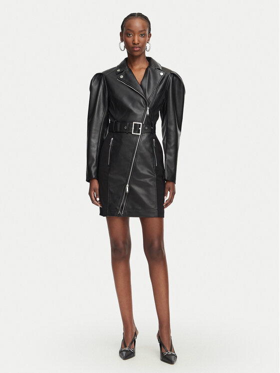 KARL LAGERFELD KARL LAGERFELD Φόρεμα από απομίμηση δέρματος B3W13001 Μαύρο Regular Fit