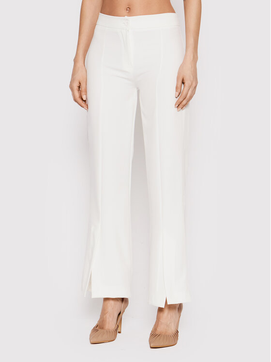 DeeZee Bavlnené nohavice Colleen SPDT0001 Biela Regular Fit
