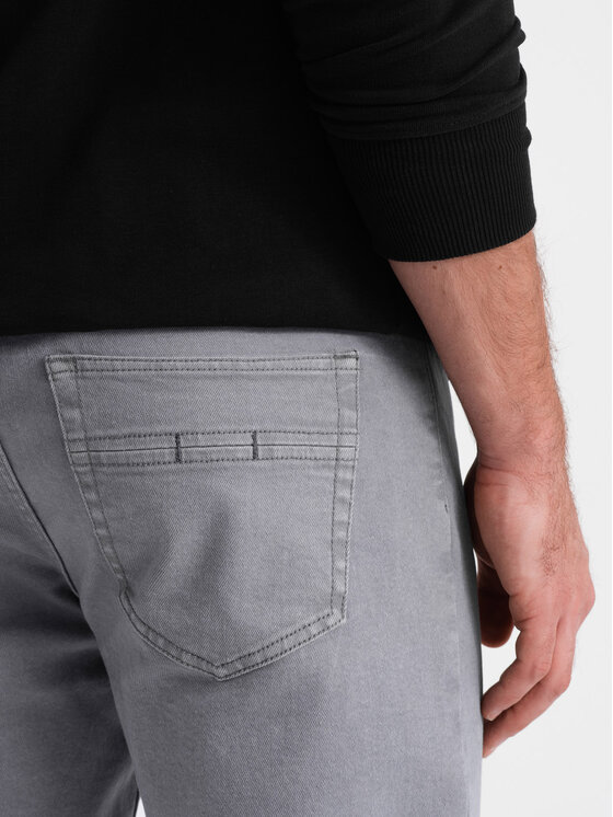 Ombre Ombre Jeansy OM-PADP-0148 Šedá Slim Fit