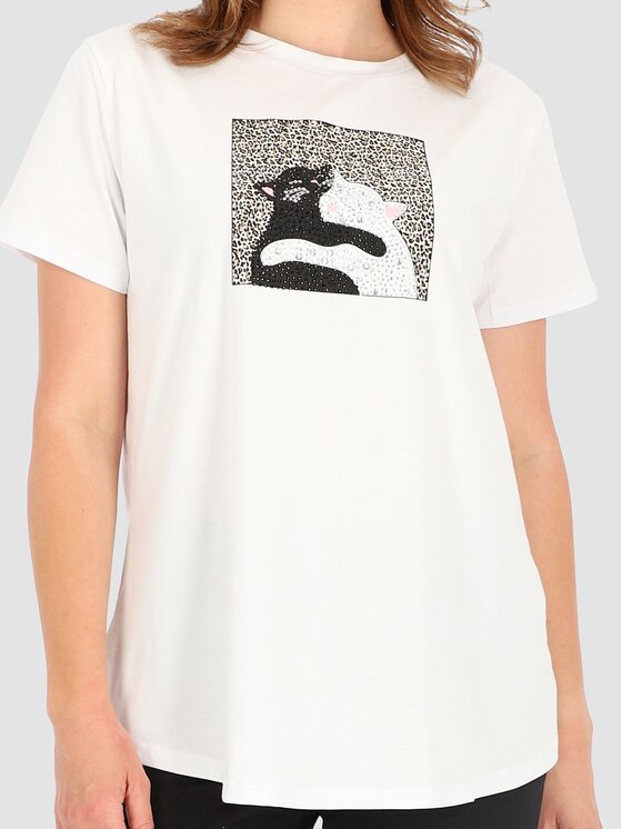 Perso Perso T-Shirt TCE245281F Bílá Regular Fit