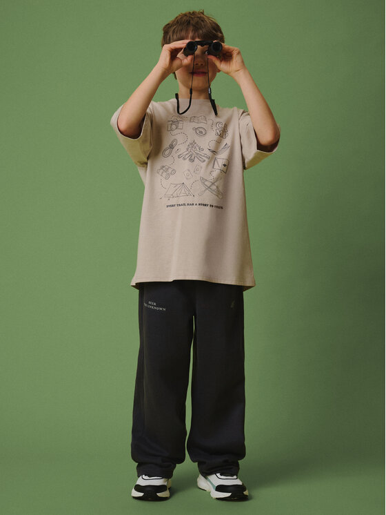 4F 4F T-Shirt ENJOY THE OUTDOORS Beżowy Loose Fit