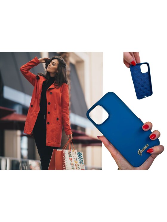 Guess Guess Etui na telefon Metal Logo Script Niebieski