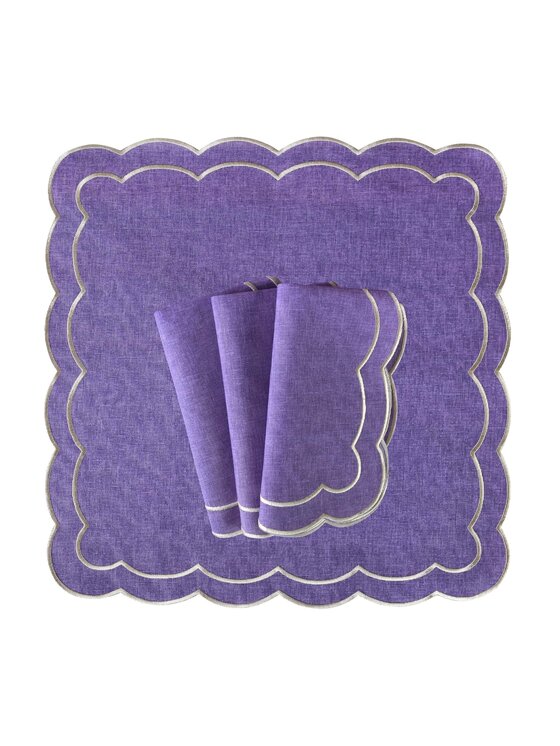 Roseberry Home Roseberry Home Serwetki haftowane Purple Petali Fioletowy