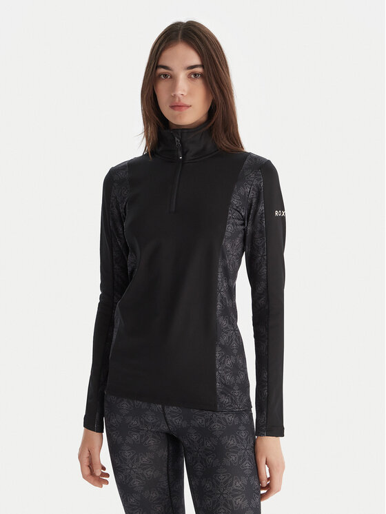 Roxy Roxy Bielizna termoaktywna górna Daybreak Brushed Half Zip ERJLW03054 Czarny Slim Fit