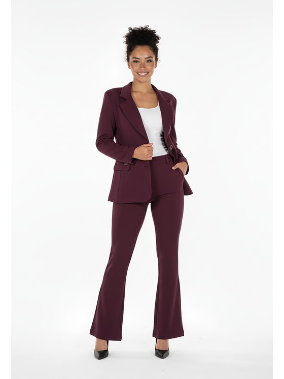 FIGL FIGL Komplet marynarka i spodnie materiałowe M1273 Bordowy Regular Fit