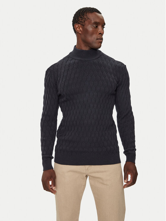 INDICODE INDICODE Pulover Aldom 35-822 Bleumarin Regular Fit