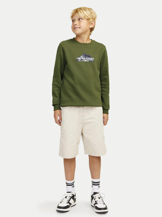 Jack&Jones Junior Jack&Jones Junior Majica dugih rukava Mountain Logo 12263372 Zelena Relaxed Fit