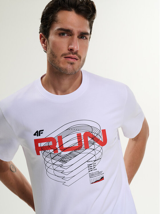 4F 4F T-Shirt MONOCHROME MOVEMENT Biały Regular Fit