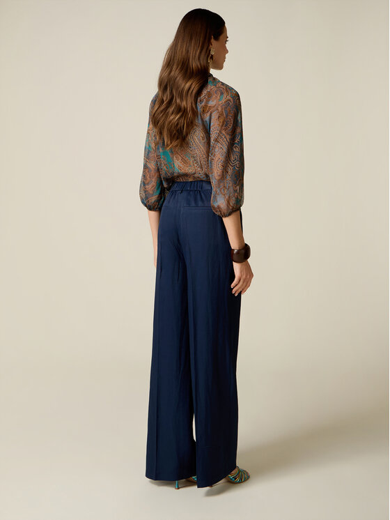 Oltre Oltre Pantaloni di tessuto P07LR009762N034 Blu Baggy Fit