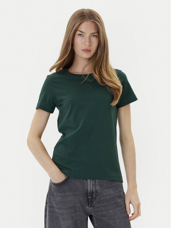 PINKO PINKO T-Shirt Bussolotto 100355 A2RD Zielony Regular Fit