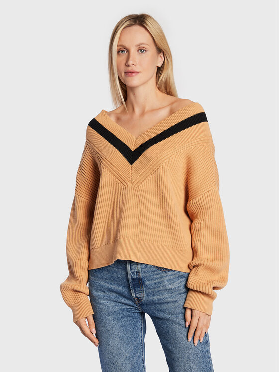 NKN Nekane Pulover CK6690 Bej Relaxed Fit
