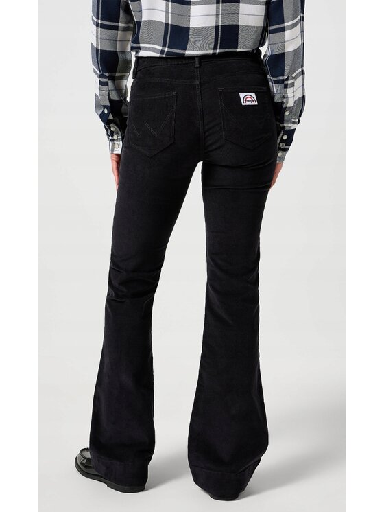 Wrangler Wrangler Spodnie materiałowe Flare Czarny Flare Fit