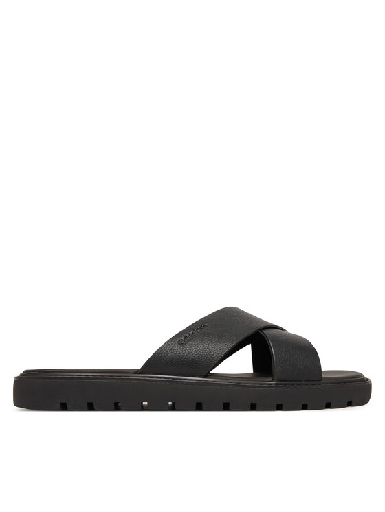 Calvin Klein Calvin Klein Papucs Sq Molded Sandal Xcross Lth HM0HM02235 Fekete