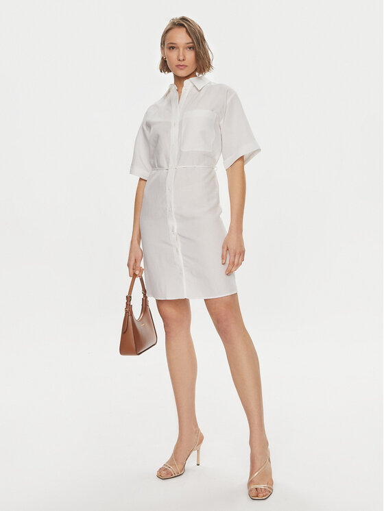 Calvin Klein Calvin Klein Rochie tip cămașă K20K206697 Alb Relaxed Fit