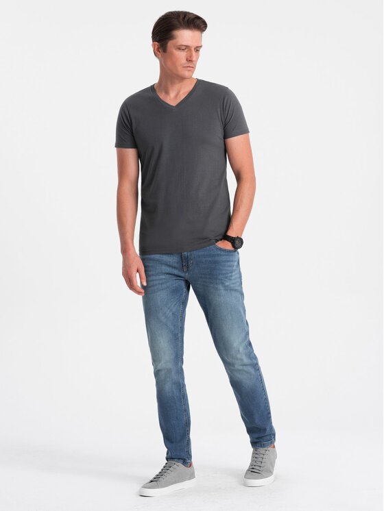 Ombre Ombre T-Shirt OM-TSBS-0145 Šedá Classic Fit