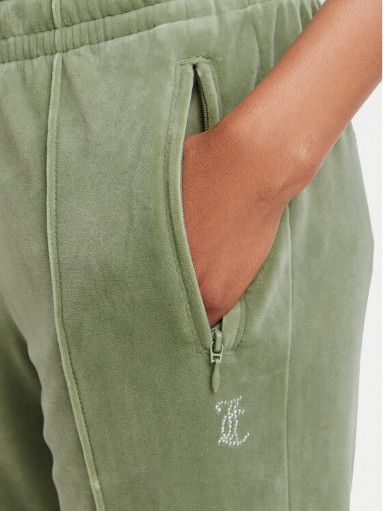 Juicy Couture Juicy Couture Spodnie dresowe Tina JCAPW045 Zielony ciemny Regular Fit
