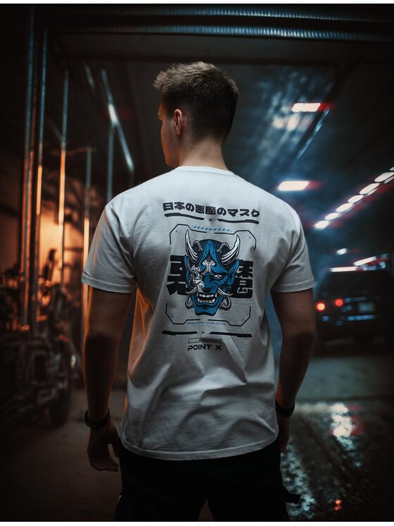 Point X Point X T-Shirt Koszulka Męska Techwear Biała Point X Monster M Biały Regular Fit