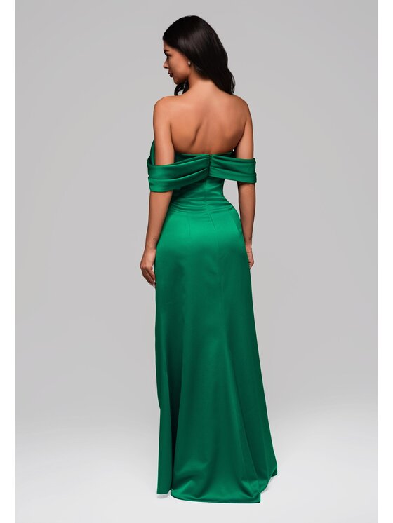 Ombre Ombre Sukienka wieczorowa LA-OM-DLR183 Zielony Regular Fit