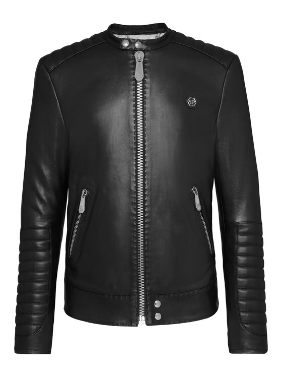 PHILIPP PLEIN PHILIPP PLEIN Giacca di pelle 5615 Nero Slim Fit