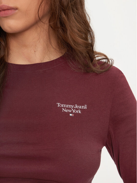 Tommy Jeans Tommy Jeans Bluse Essential DW0DW18793 Dunkelrot Slim Fit